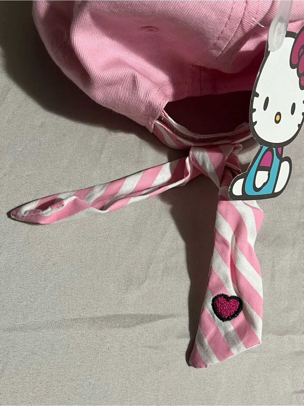 Hello Kitty Pink & White Striped Cap with Bow Embroidery Kids New with Tags